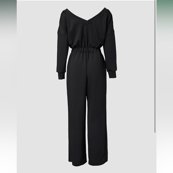 CHICME Black Wide-Leg Long Sleeve Jumpsuit | Elastic Waist | Size M | NWOT - Picture 4 of 13